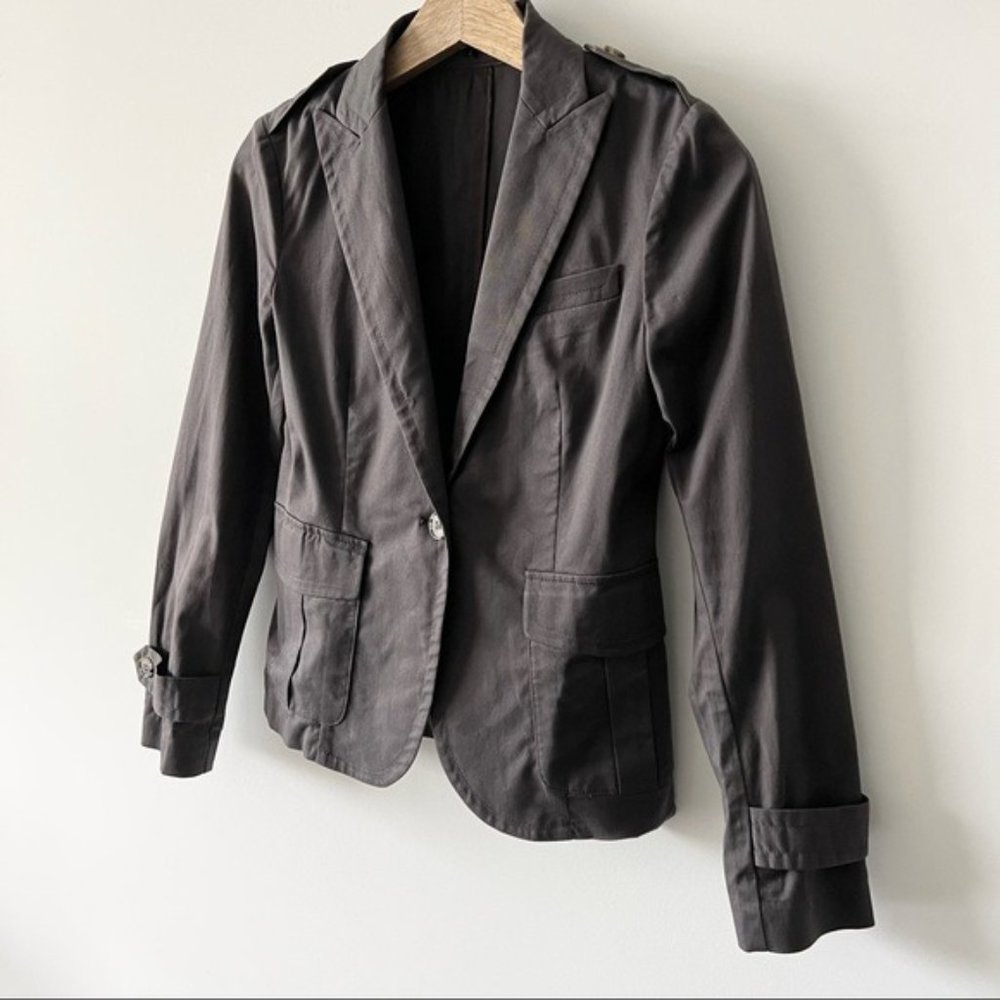 Theory Brown Single Button Blazer Jacket Cotton B - Picture 3 of 12